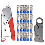 Coax Cable Crimper, Coaxial Compression Tool Kit Wire Stripper with F RG6 RG59 Connectors #TCYJGJ