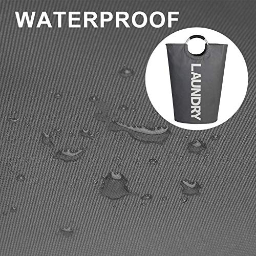 MEMX Laundry Basket, 82L Laundry Hamper - Durable Handles Collapsible Fabric Laundry Bag, Waterproof Portable Washing Bin Folding Clothes Bag, Storage Basket for Dorm Room Bathroom College(Dark Grey)