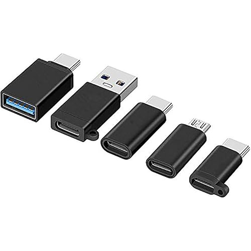 USB Type C Adapter,Micro USB to USB C Adapter,USB Type C to USB-A, USB C to USB 3.0 Adapter,for MacBook Samsung Google Pixel and more-5Pack Black