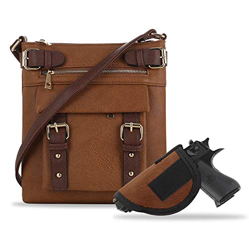 JESSIE & JAMES Concealed Carry Crossbody Bag With Lock & Holster | Vegan Leather Pistol Purse For Women
