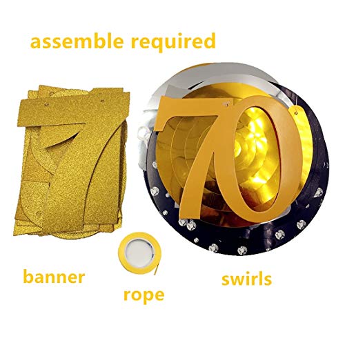 Gold 70th Birthday Party Decorations Kit Cheers To 70 Years Banner