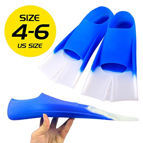 Kids Swim Fins Size 1.53.5 Full Footed Training Flippers with Short Blade Extra Durable