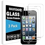 MAXFEND [3 PACK] For Apple iPhone 5 / iPhone 5S / iPhone SE / iPhone 5C [Tempered Glass] Screen Protector [Anti-Scratch] [Anti-Fingerprint] [Bubble Free] with Lifetime Replacement Warranty