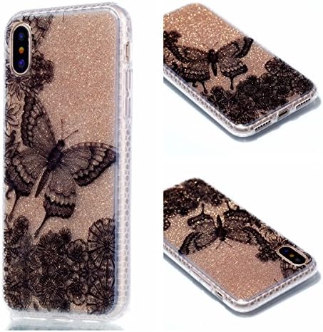 for iPhone X Case, Wandeneng Hybrid Fancy Colorful Pattern Hard Soft Silicone Bumper Case Fit for Apple 5.8" iPhone X /iPhone 10 (2017 Release) (Butterfly)