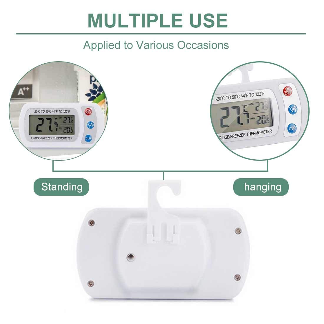Impermeable Digital Termómetro,Termómetro para Frigoríficos,Termómetro LCD Inalámbrico -Blanco