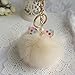 Kemilove Faux Rabbit Fur Ball + Cute Ears Keychain Handbag Key Ring (Beige)