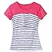 Women Breastfeeding Shirt Striped Patchwork Short Sleeve Maternity Breastfeeding and Nursing Tops (Blue Stripe, L)