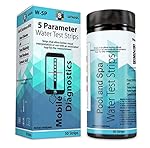 Spark Diagnostics W-5P 5 Way Pool & Spa Test Strips with Smartphone App - 50 ct Water Test Kit, Tests Free Chlorine, pH, Hardness, Alkalinity, and Cyanuric Acid Levels with free Instant Reader App