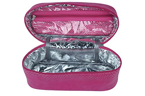 Primeware Lemondrop Chic and Classy Insulated Cosmetics Bag for The Minimalist, Pink Reptilian