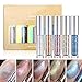 UCANBE 5pcs Glitter & Glow Liquid Eyeshadow Makeup Set 3D Shimmer Metallic Foil Waterproof Pigmented Creamy Eye Gloss Duo Chrome Make Up Bundle Kit