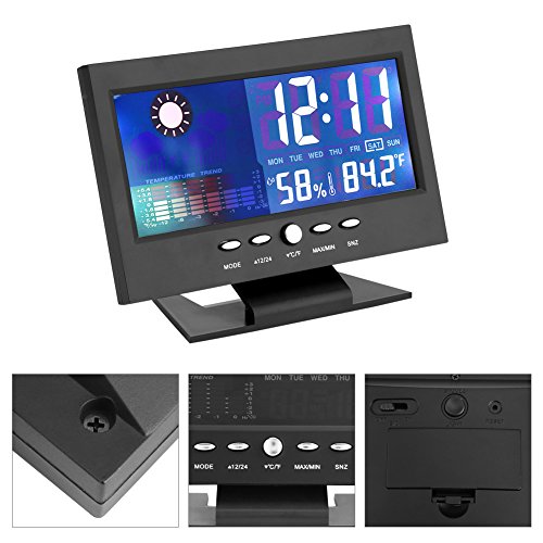 Digital Clock, Digital Temperature Humidity Indicator, Comfort Weather Calendar, Suitable for Bathroom, Shower, Weather Forecast Calendar, Kitchen - Touch Screen