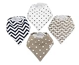 Baby Bandana Drool Bibs by Baby Bee (Set of 4, Gift Set) with 2 snap-buttons latch