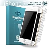 Klearlook [Privacy Series] Anti Spy Filter Featured 3D Curved Full Coverage Tempered Glass Screen Protector, White Frame with Matte Back Film for Apple iPhone 7 (1+1 Pack)