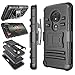 Moto G6 Play Case, 2018 Motorola Moto G6 Forge Holster Clip, Tekcoo [Hoplite] Shock Absorbing [Black] Secure Swivel Locking Belt Defender Heavy Full Body Kickstand Carrying Tank Armor Cases Cover