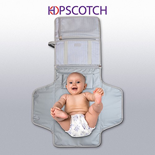 Hopscotch Portable Changing Pad | 3 Pocket Clutch | Diapering Bag Travel Kit | Waterproof Diaper Changing Station with Cushioned Mat for Baby or Toddler  - Thumbnail 3