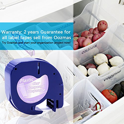 4 Pack Replace Dymo Letratag Refills Clear Plastic Label Tape 16952 for DYMO LetraTag Label Maker LT100H LT100T Plus(1/2" x 13' 12mm x 4m)
