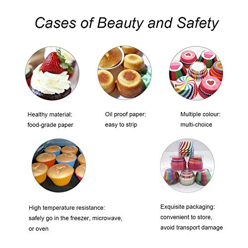 600pcs Cupcake Liners, Disposable Paper Baking Cups Rainbow Cupcake Wrappers Nonstick Muffin Cases Molds, 6 Styles Cupcake Liners for Cake Balls, Muffins, Cupcakes and Candies - Thumbnail 2