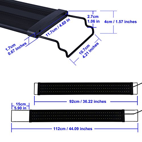 Zeiger Eco 36" Full Spectrum Multi-Color 129 LED Aquarium Light for 36-48 inches 90cm-120cm Freshwater Saltwater Fish Tank Lamp for Plant Reptile - Thumbnail 3