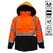 New York Hi-Viz Workwear J8511-XL Men's Ansi Class 3 High Visibility Safety Bomber Jacket With Zipper, PVC Pocket, Black Bottom and Detachable sleeve (Extra Large, Orange)