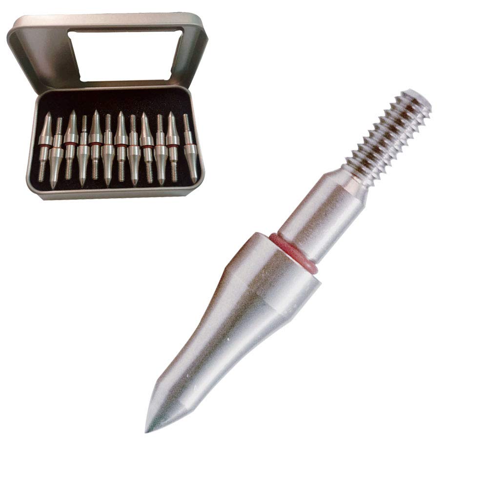 Photo 1 of 100 Grains Field Points,5/16Stainless Steel Archery Target Bullet Point Sharp Targethead Screw in Broadheads (1 Dozen 12 PCS) (5/16(100Grain))