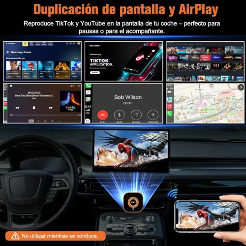4 in 1 Wireless CarPlay Adapter: Wireless CarPlay and Android Auto Wireless AirPlay and Miracast - Dual Band WiFi 2.4/5 GHz - Plug & Play Automatic Connection for Cars with Wired CarPlay