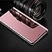 Galaxy J7 Pro 2017 Case,PHEZEN Luxury Mirror Makeup Case Plating PU Leather Flip Folio Wallet Case [Kickstand] Magnetic Closure Full Cover Case for Samsung Galaxy J7 Pro 2017 J730 (Rose Gold)