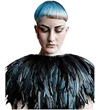 L'vow Fashion Feather Cape Stole Black Shawl Iridescent