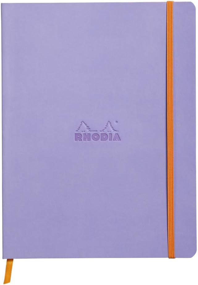 RHODIA 117509C, Iris Soft Notebook, 19x25 cm, Lined, 160 pages, Clairefontaine Ivory Paper 90 g/m, Bookmark, Elastic Closure