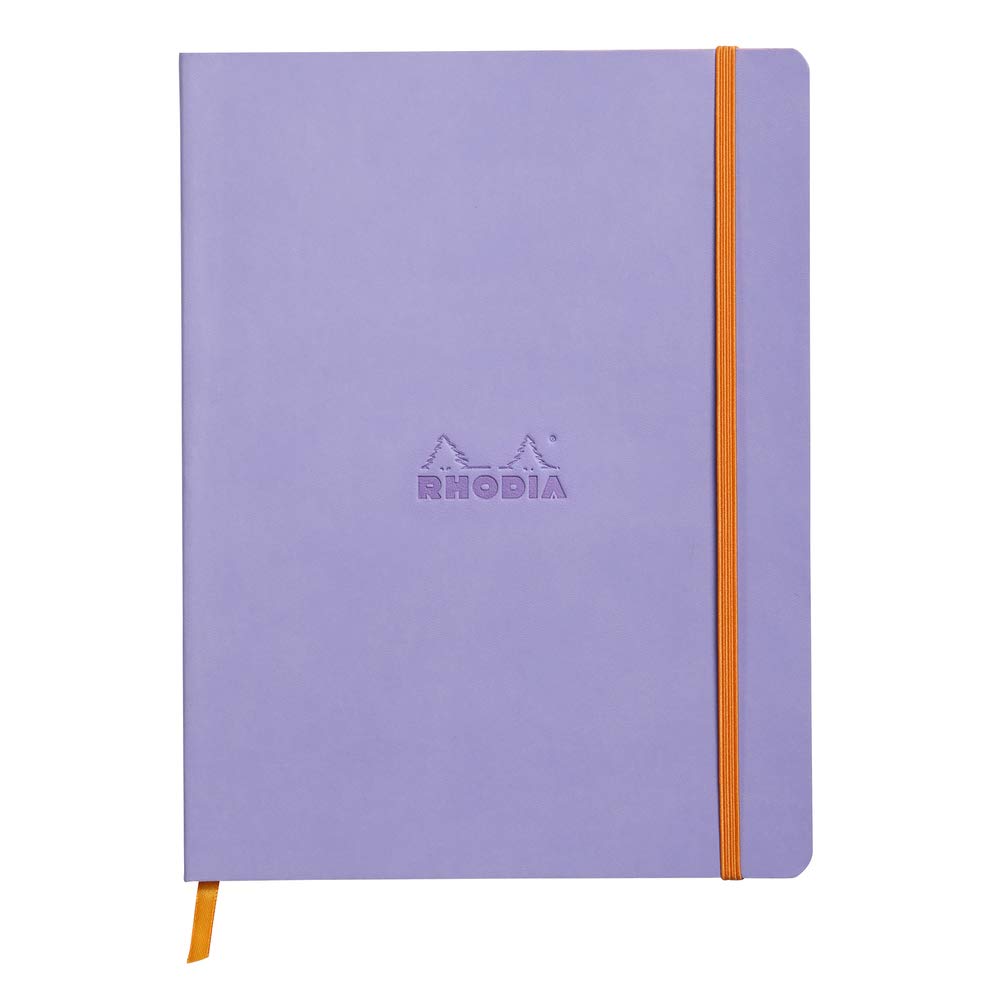 RHODIA 117509C - Iris Soft Notebook - 19x25 cm - Lined - 160 pages - Clairefontaine Ivory Paper 90 g/m - Bookmark, Elastic Closure - Faux Leather Cover - Rhodiarama Collection