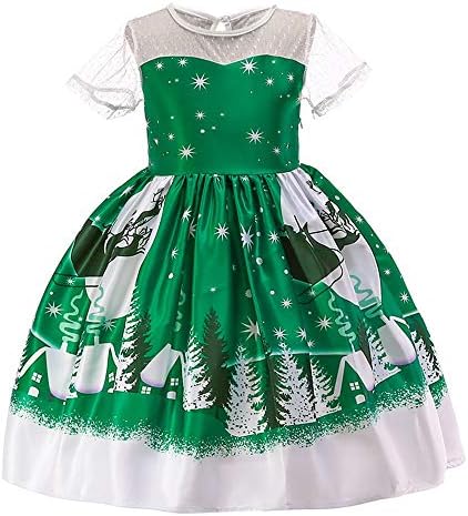 Toddler Santa Claus Dresses, Christmas Princess Dress for Baby Girls Short Sleeve Outfits—[12M-7T]