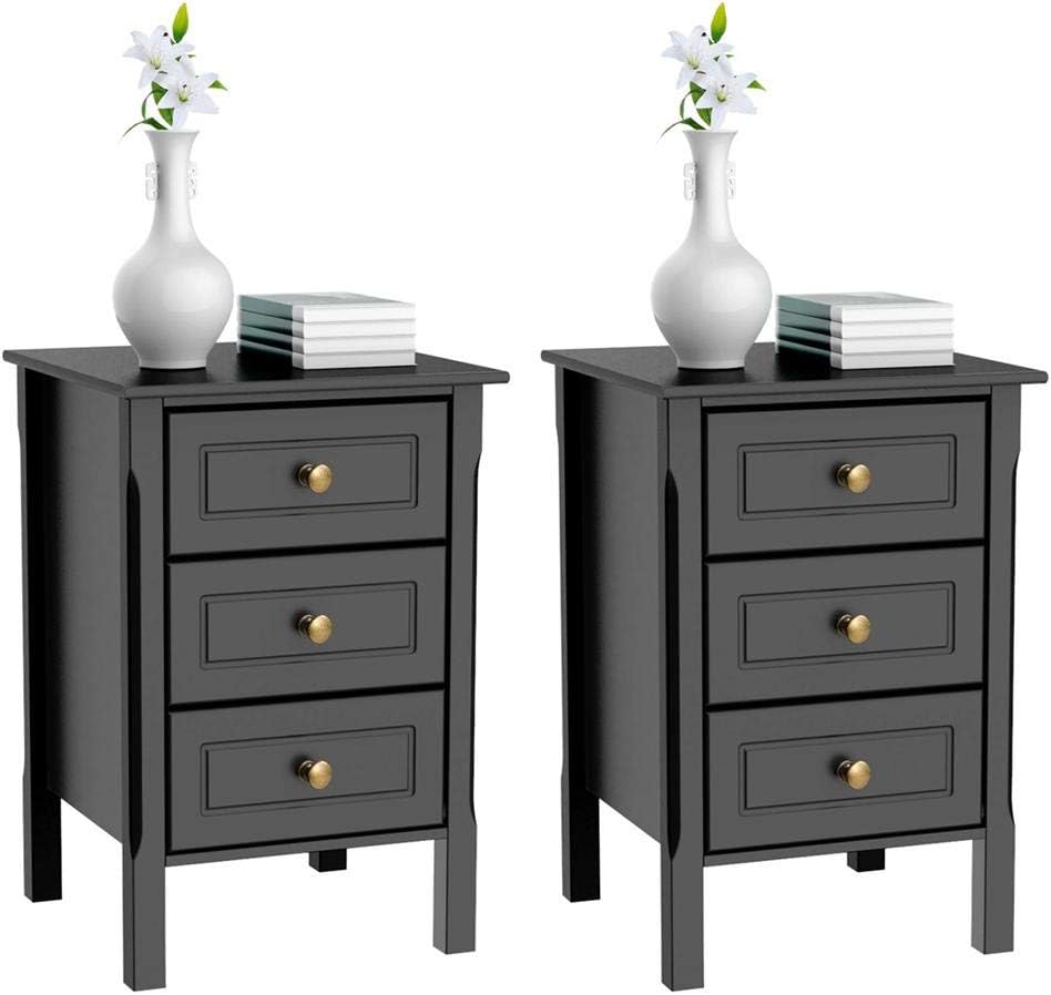 Amazon Com Topeakmart Set Of 2 Nightstands Wooden End Tables