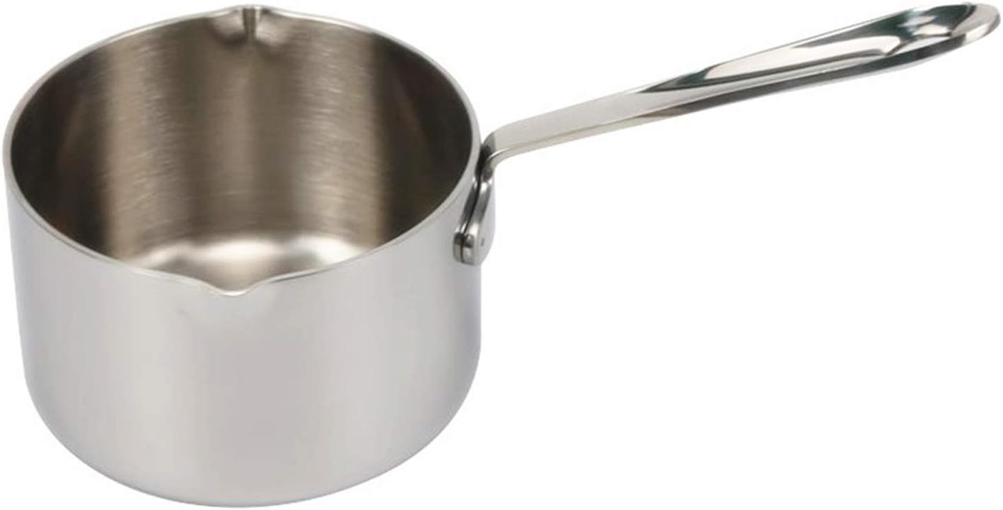 aooyaoo Butter Coffee Milk Warmer Mini Butter Melting Pot with Spout 18/10 Tri-Ply Stainless Steel (11oz,450ml)