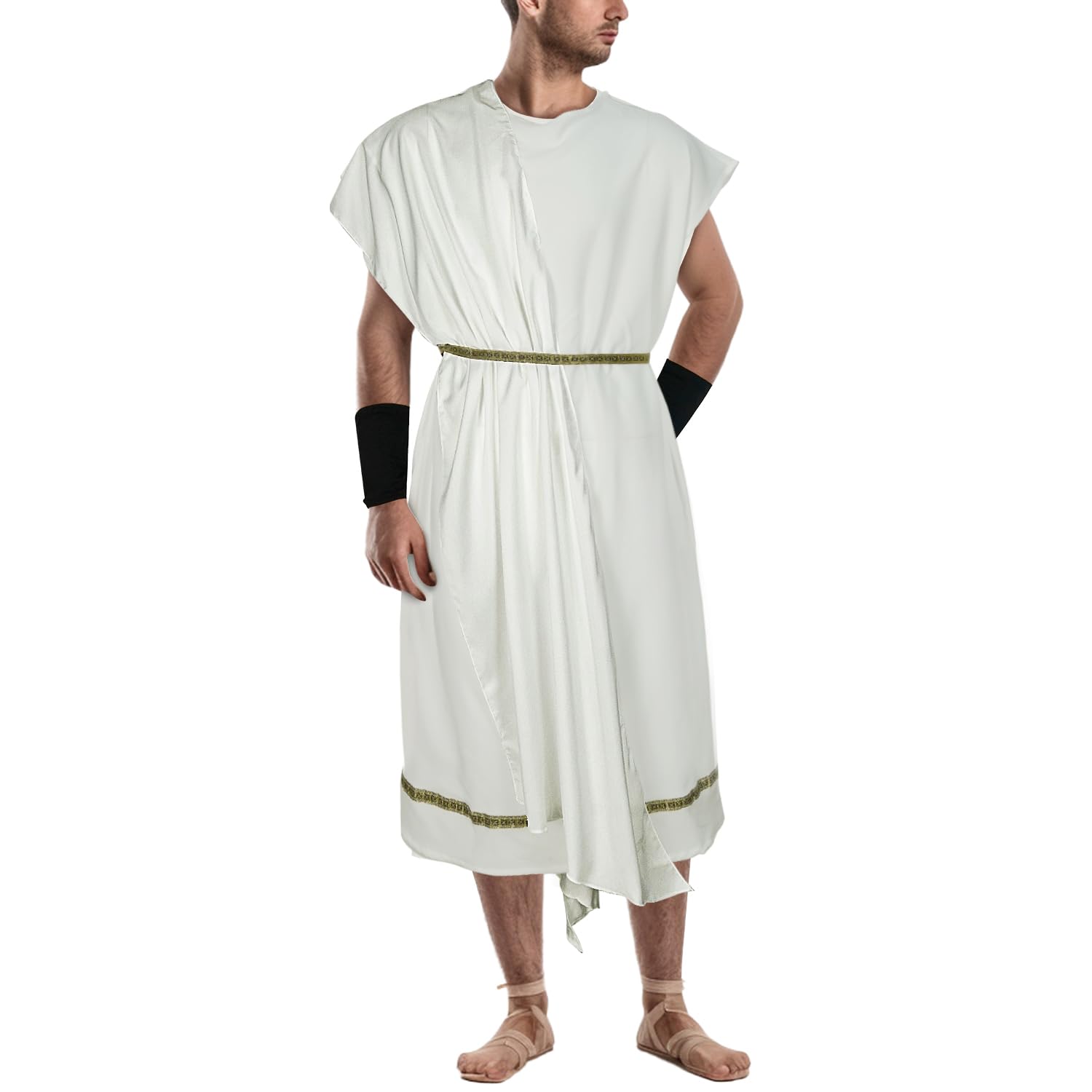 Photo 1 of NEKIFUI Men's Toga Costume Adult Greek God Roman Party Accessories Set(Z3744WH,L)