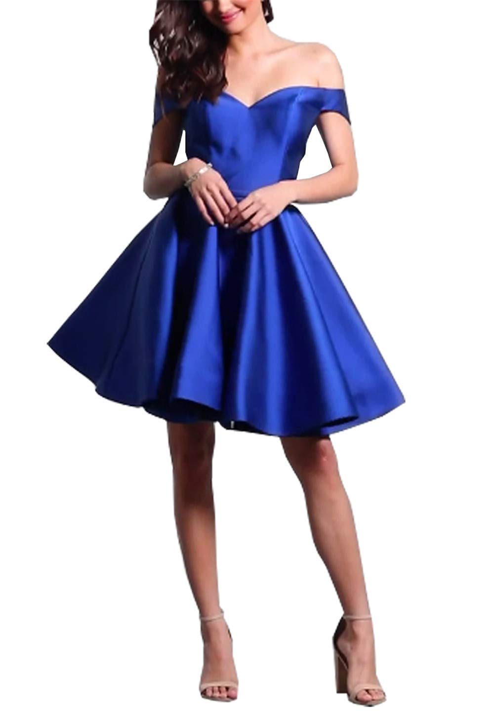 WHZZ Short Dresses for Juniors Off The Shoulder Prom Bridesmaid Dresses Light Pink