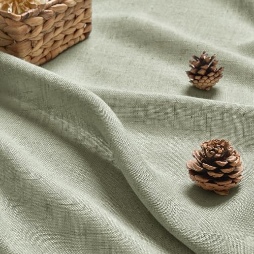 Woaboy Linen Curtains Translucent Net Curtains with Eyelets Modern Decorative for Living Room Window Bedroom 2 Pieces 140 x 245 cm Green Grey