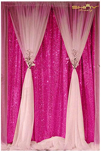 ShiDianYi 4FTX6FT-Fuchsia-SEQUIN Photo Backdrop, Wedding Photo Booth,Photography Background (Fuchsia)