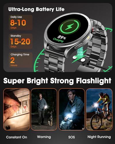 Smartwatch Uomo con ECG+HRV, AI GPT Orologio Uomo con Pressione Sanguigna, Frequenza Cardiaca, SpO2, 24H Sonno, 120+ Modalità Sportive IP68 Smartwatch Fitness, Notifiche Messaggi Android iOS Nero