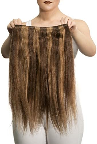 Sono 1 Count 145 g 16" Solo Straight Sono 1 Count 100% Human Hair Extensions, #6/10 Dark Chestnut & Medium Ash