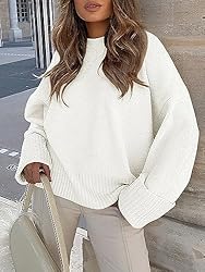 LOGENE Womens Oversized Soft Crewneck Sweater Fuzzy