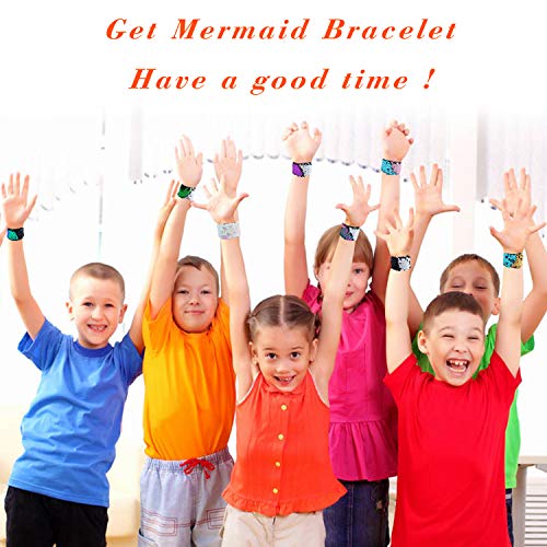 image for Hicdaw Bracelet for Mermaid Sequin Slap, 24 Pcs Flip Bracelet for Merm