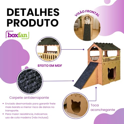 Casinha de Gato MDF CRU 2 Andares com Rampa Arranhador
