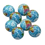 Squeezable Stress Ball 12 Pack - Tension Relief Activity Balls Set of 12 - Pressure Relieving Health Balls - Therapeutic Relaxing Squeeze Ball Pack of 12 Globe Pattern Balls