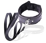 Niche Finds Branded Faux Leather/Fur Collar Choker with Detachable Leash