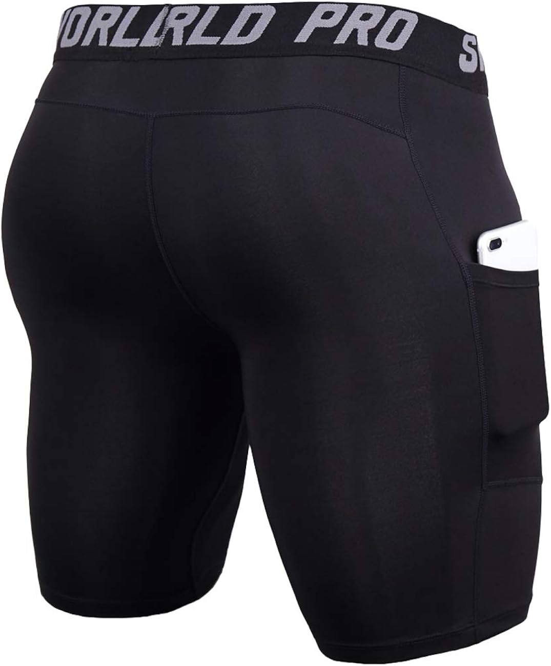 SILKWORLD Men's Compression Shorts Pockets Sports Running Tight: Clothing