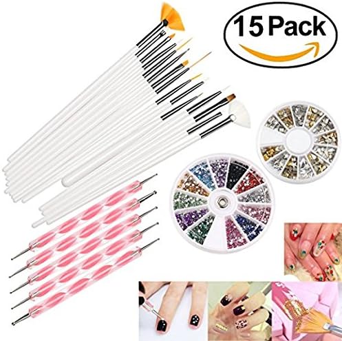 RELINDA (TM) Dotting Pen Painting Polish Brush Tool Set with Nail Art Kit Sticker 20 PCs