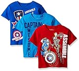 Marvel Boys' 3-Pack T-Shirt, Royal/Blue/Red, 4