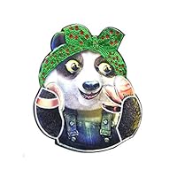 DIY Embroidered Large Green Bow Panda Sequins Patches, Sew On Patch Applique Clothes Dress Plant Hat Jeans Sewing Panda Applique