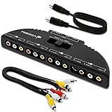 Fosmon Technology 4-Way Audio, Video RCA Switch Selector -Splitter Box and AV Patch Cable for Connecting 4 RCA Output Devices to Your TV