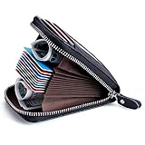 Genuine Leather Holder Zipper Credit Card Wallet RFID Credit Card Wallet with ID Card Window