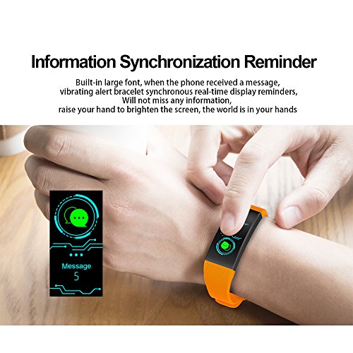 RONGT Waterproof Fitness Tracker with HD Colorful Screen, Fitness Activity Tracker Bands Bracelet for Kids Girls Men Women, Sports Swimming Gym Slim cycling Smart fitness tracker watch (orange)